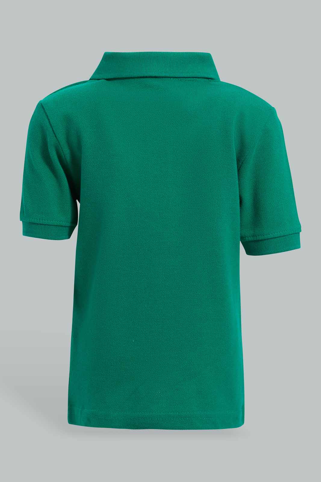 Redtag-Green-Tipping-Color-Pique-Short-Sleeve-Polo-Polo-Shirts-Infant-Boys-3 to 24 Months