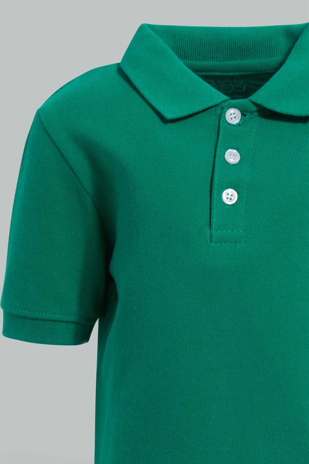 Redtag-Green-Tipping-Color-Pique-Short-Sleeve-Polo-Polo-Shirts-Infant-Boys-3 to 24 Months