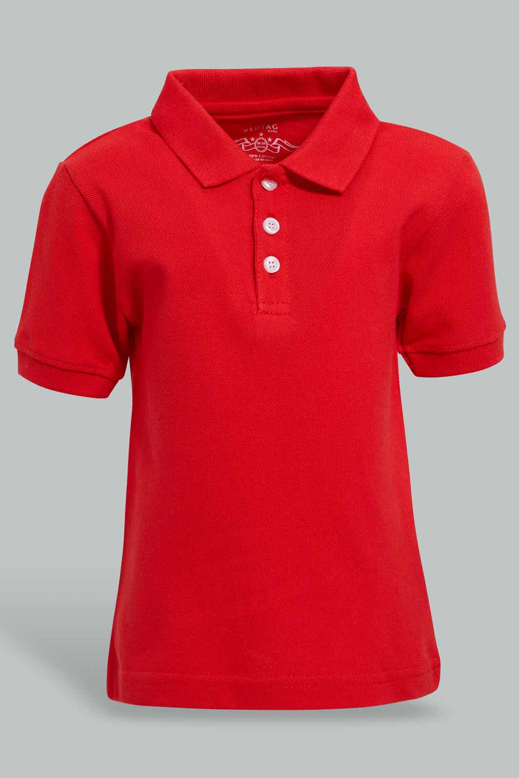 Redtag-Red-Tipping-Color-Pique-Short-Sleeve-Polo-Polo-Shirts-Infant-Boys-3 to 24 Months