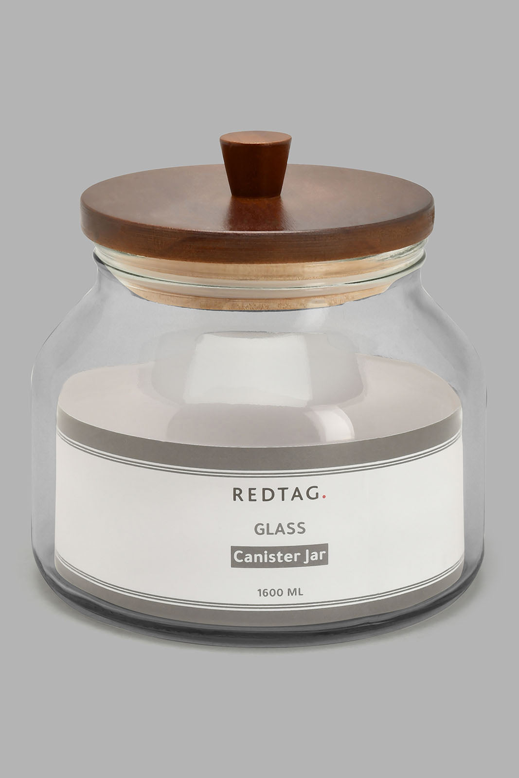 Redtag-Clear-Glass-Canister-With-Wooden-Lid-(Small)-Canisters-And-Jars-Home-Dining-