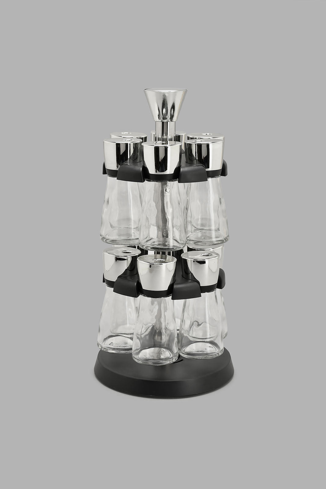 Redtag-Clear-Glass-Spice-Set-With-Plastic-Rack-(13-Piece)-Food-Storage-Home-Dining-