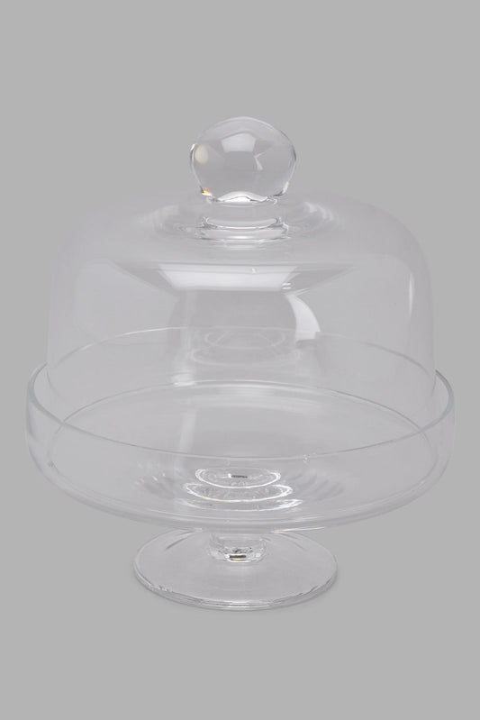 Clear Glass Cake Stand With Dome (2 Piece)