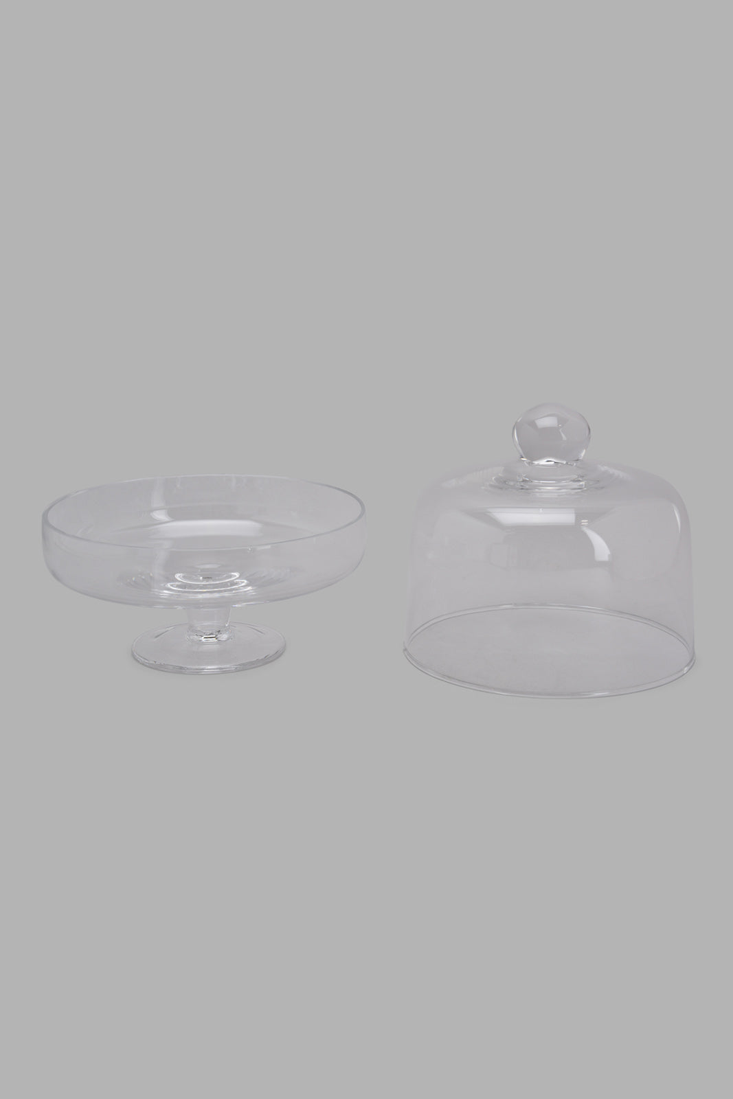 Clear Glass Cake Stand With Dome (2 Piece)