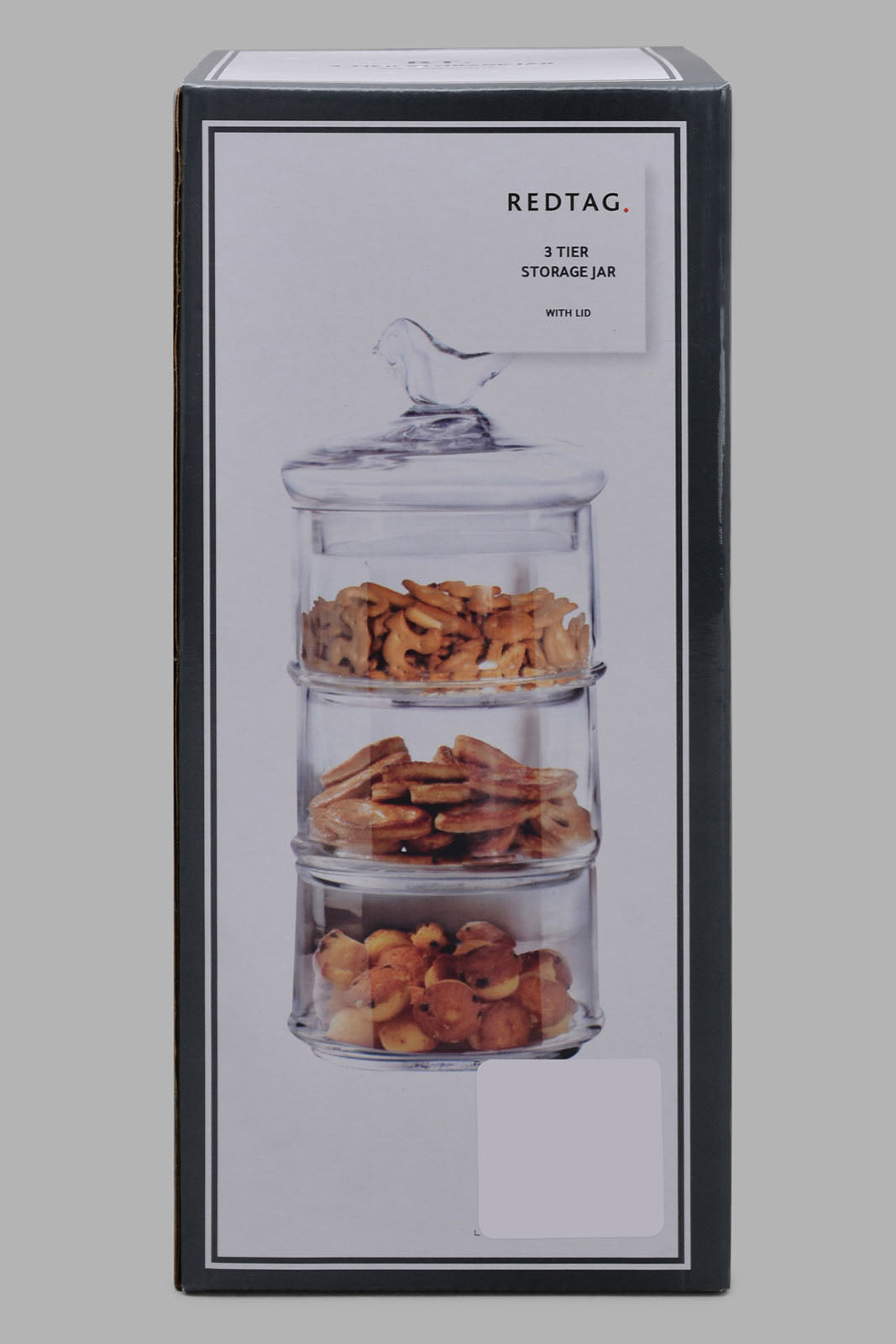 Clear Glass Partition Storage Jar With Bird Lid (4 Piece)