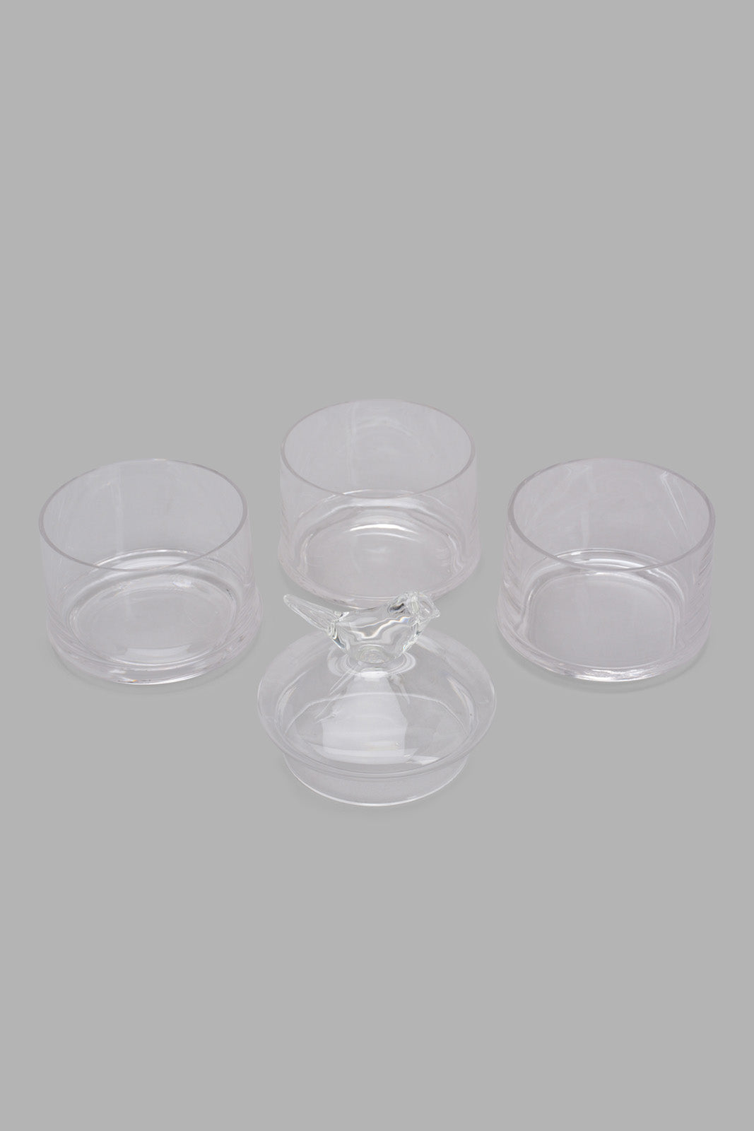 Clear Glass Partition Storage Jar With Bird Lid (4 Piece)