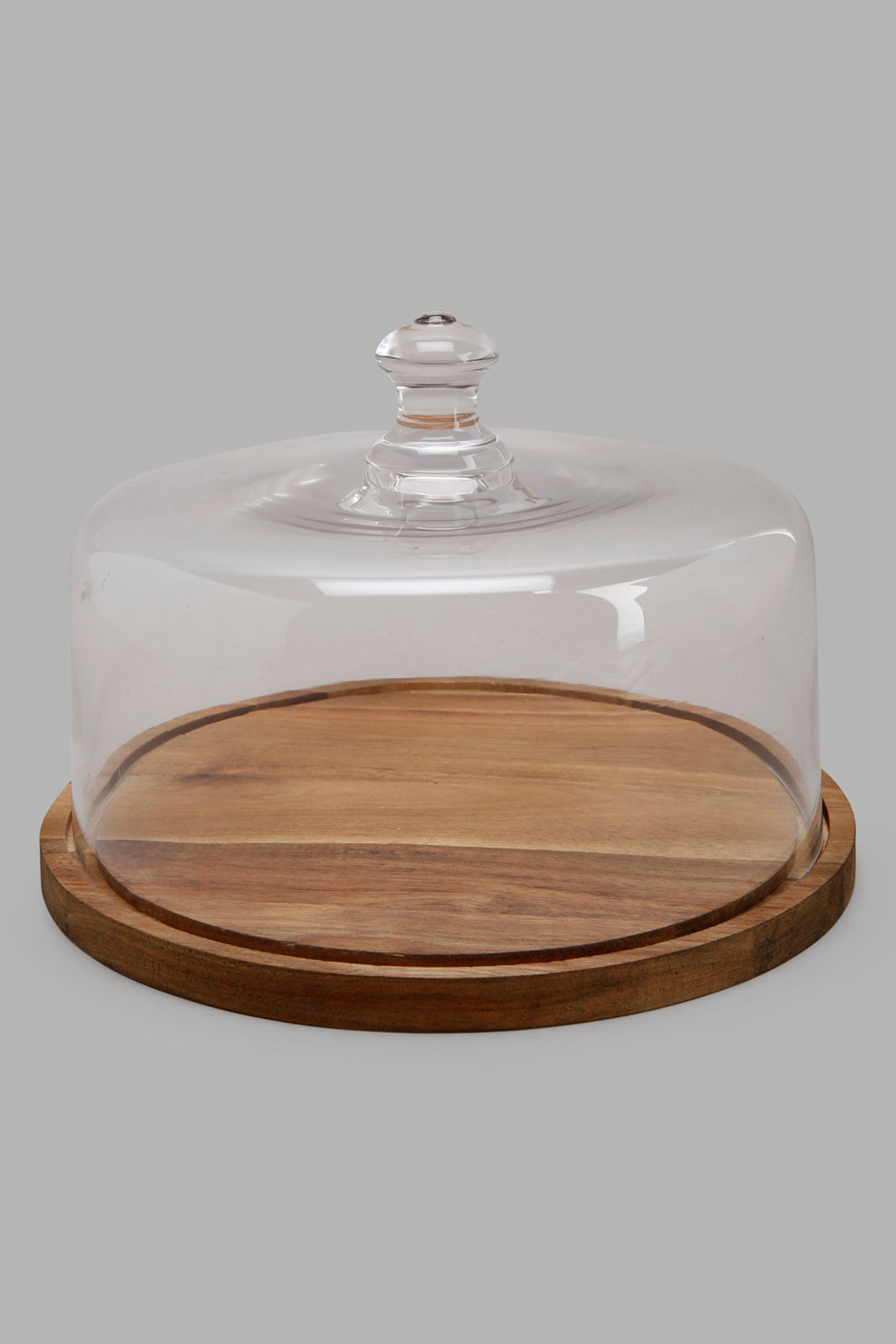 Redtag-Clear-Glass-Cake-Dome-With-Wooden-Tray-Category:Canisters-And-Jars,-Colour:Clear,-Filter:Home-Dining,-HMW-DIN-Serveware,-Non-Sale,-S22C,-Section:Homewares-Home-Dining-