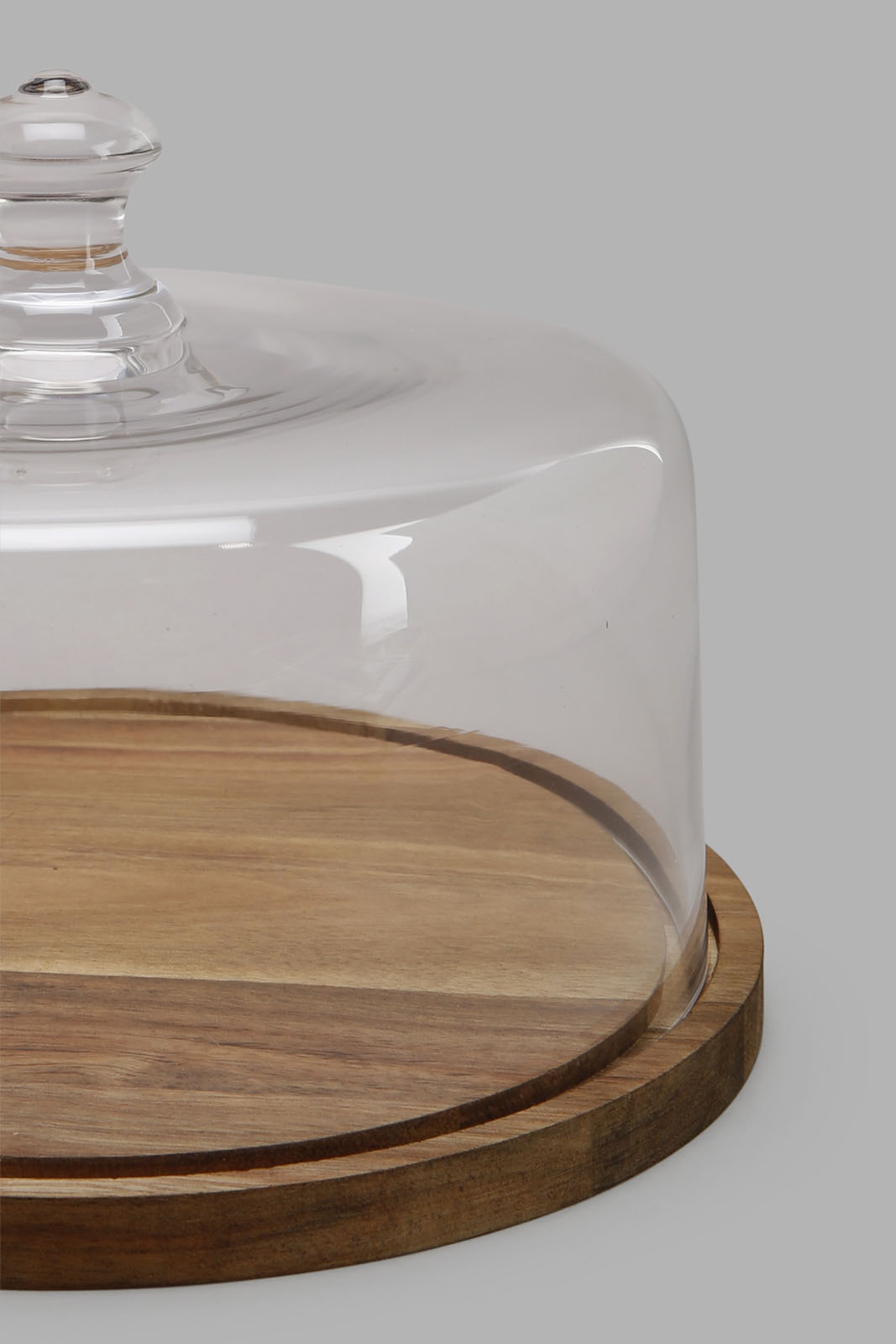 Redtag-Clear-Glass-Cake-Dome-With-Wooden-Tray-Category:Canisters-And-Jars,-Colour:Clear,-Filter:Home-Dining,-HMW-DIN-Serveware,-Non-Sale,-S22C,-Section:Homewares-Home-Dining-