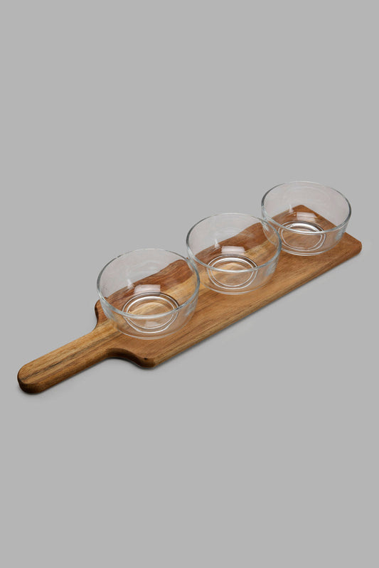 Redtag-Clear-Glass-Serving-Set-With-Wooden-Tray-(3-Piece)-Bundle,-Category:Bowls,-Colour:Clear,-Deals:2-For-90,-Filter:Home-Dining,-HMW-DIN-Serveware,-S22C,-Section:Homewares-Home-Dining-