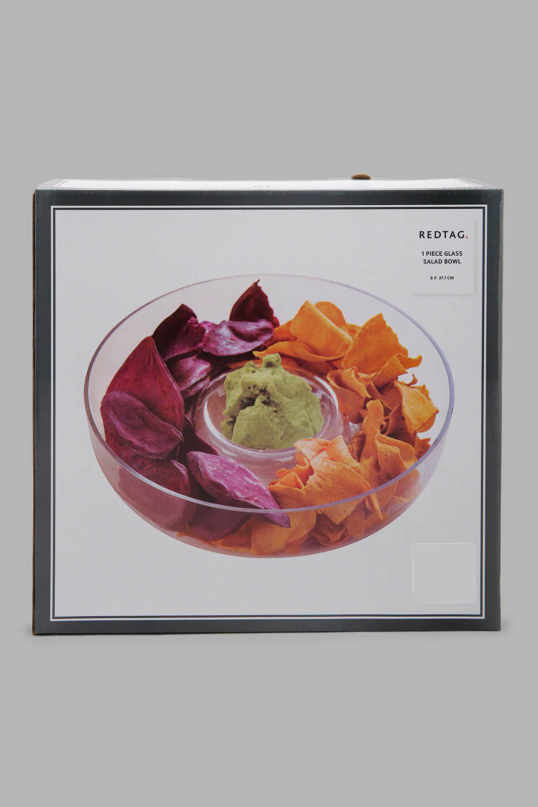 Redtag-Clear-Glass-Salad-Bowl-With-Wooden-Tray-Category:Bowls,-Colour:Clear,-Filter:Home-Dining,-HMW-DIN-Serveware,-Non-Sale,-S22C,-Section:Homewares-Home-Dining-