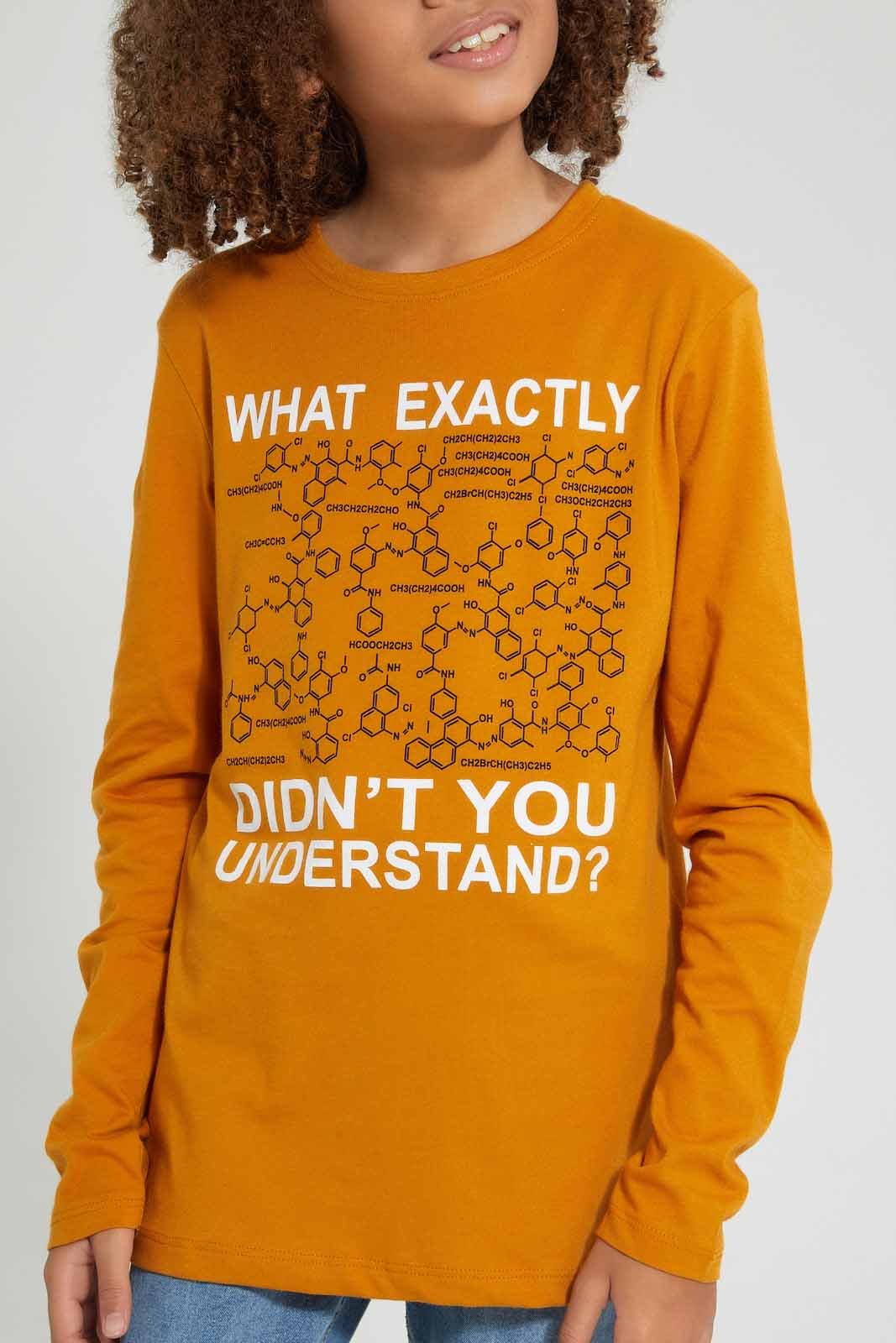 Redtag-Mustard-Didn'T-Understand-T-Shirt-Graphic-Prints-Senior-Boys-9 to 14 Years