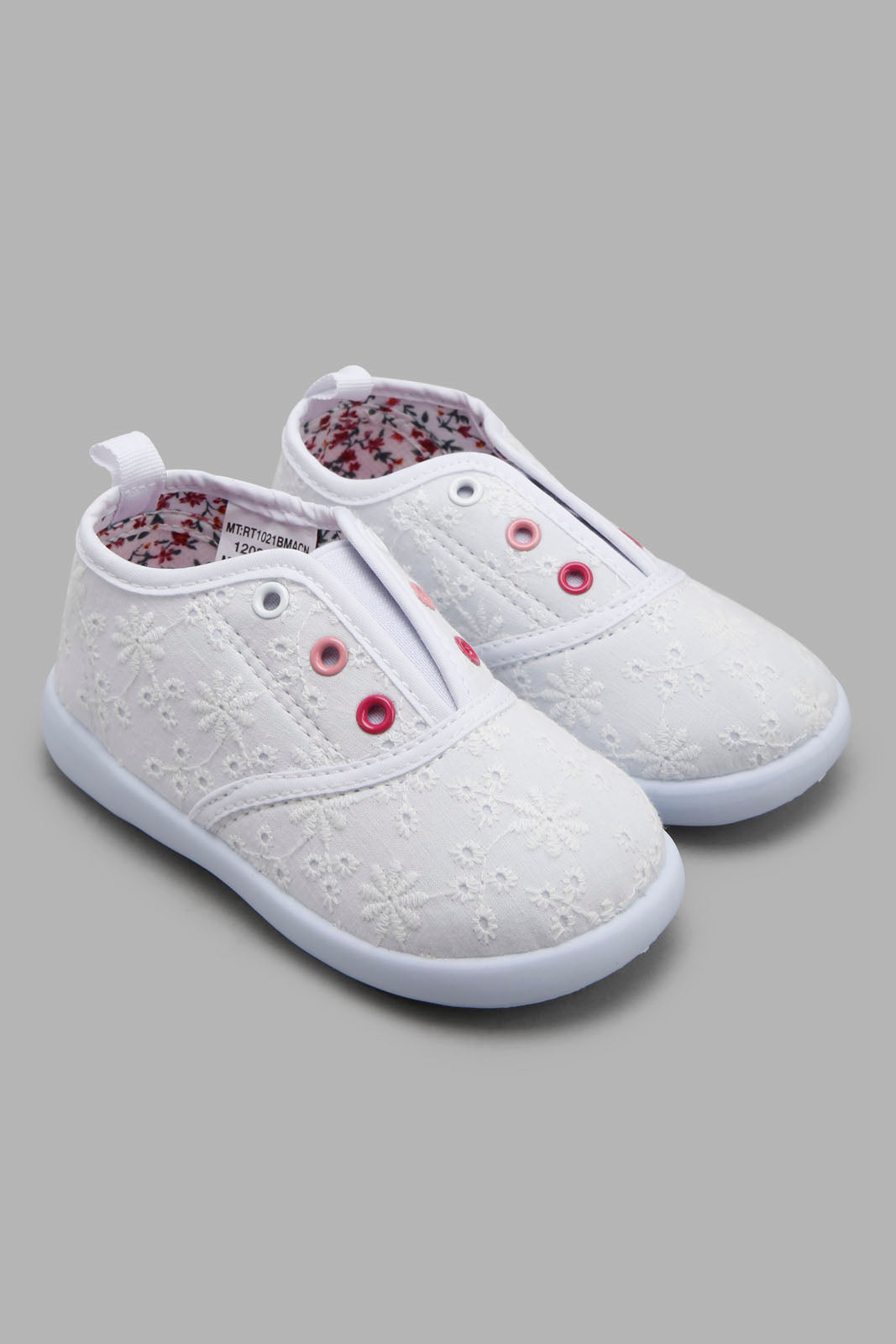 Redtag-White-Embroidered-Pump-Category:Trainers,-Colour:White,-Filter:Girls-Footwear-(1-to-3-Yrs),-ING-Trainers,-New-In,-New-In-ING-FOO,-Non-Sale,-Section:Girls-(0-to-14Yrs),-W22O-Infant-Girls-1 to 3 Years