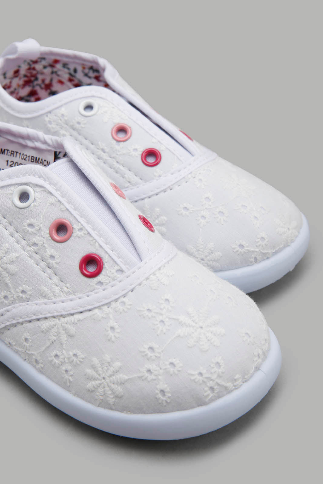 Redtag-White-Embroidered-Pump-Category:Trainers,-Colour:White,-Filter:Girls-Footwear-(1-to-3-Yrs),-ING-Trainers,-New-In,-New-In-ING-FOO,-Non-Sale,-Section:Girls-(0-to-14Yrs),-W22O-Infant-Girls-1 to 3 Years