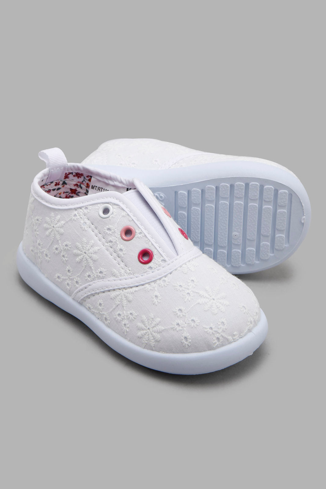Redtag-White-Embroidered-Pump-Category:Trainers,-Colour:White,-Filter:Girls-Footwear-(1-to-3-Yrs),-ING-Trainers,-New-In,-New-In-ING-FOO,-Non-Sale,-Section:Girls-(0-to-14Yrs),-W22O-Infant-Girls-1 to 3 Years