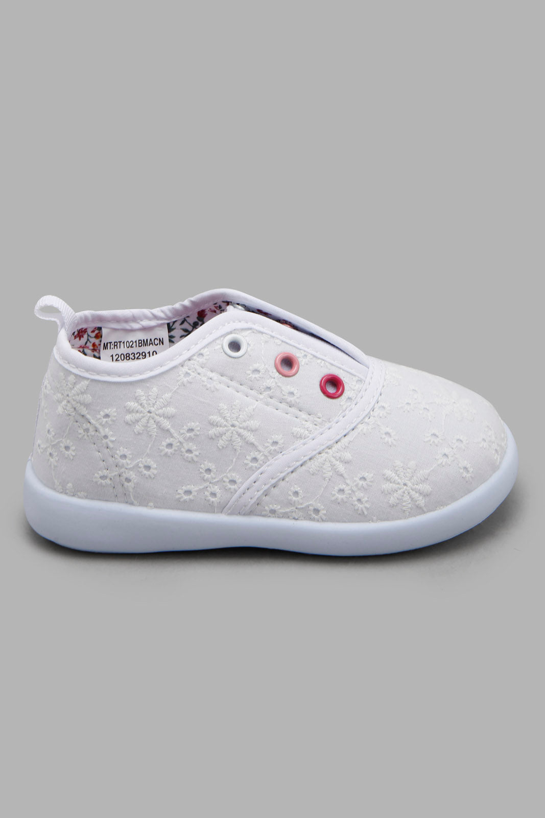 Redtag-White-Embroidered-Pump-Category:Trainers,-Colour:White,-Filter:Girls-Footwear-(1-to-3-Yrs),-ING-Trainers,-New-In,-New-In-ING-FOO,-Non-Sale,-Section:Girls-(0-to-14Yrs),-W22O-Infant-Girls-1 to 3 Years