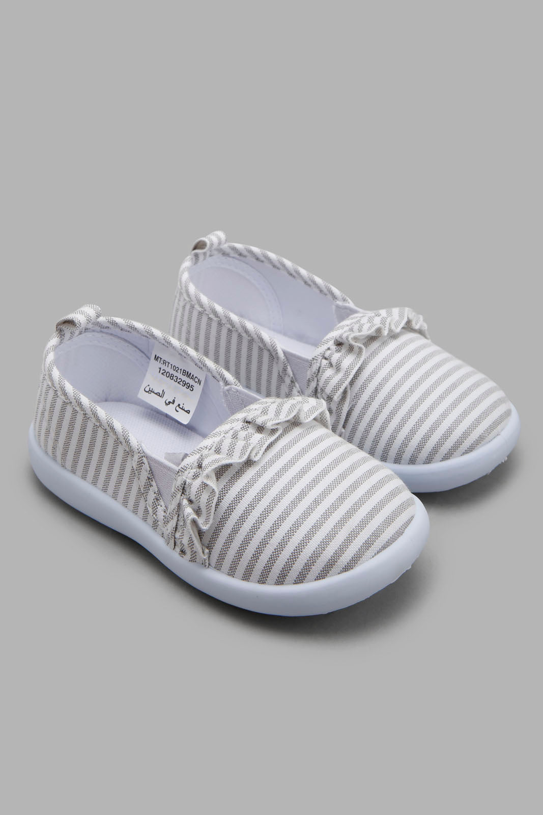 Redtag-White-Stripe-Print-Pump-Category:Trainers,-Colour:White,-Filter:Girls-Footwear-(1-to-3-Yrs),-ING-Trainers,-New-In,-New-In-ING-FOO,-Non-Sale,-Section:Girls-(0-to-14Yrs),-W22O-Infant-Girls-1 to 3 Years