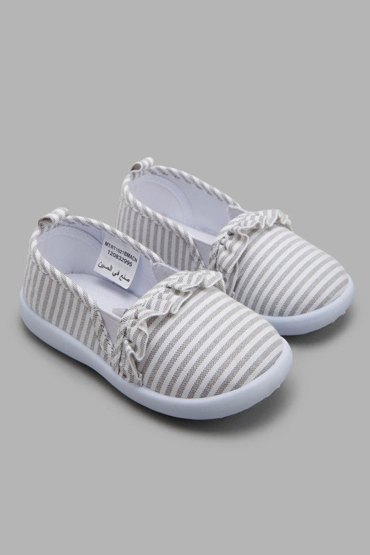 Redtag-White-Stripe-Print-Pump-Category:Trainers,-Colour:White,-Filter:Girls-Footwear-(1-to-3-Yrs),-ING-Trainers,-New-In,-New-In-ING-FOO,-Non-Sale,-Section:Girls-(0-to-14Yrs),-W22O-Infant-Girls-1 to 3 Years