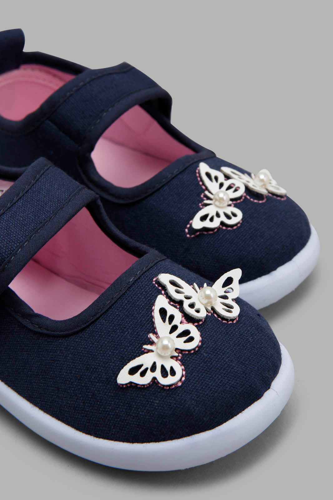 Redtag-Navy-Butterfly-Trim-Print-Category:Trainers,-Colour:Navy,-Filter:Girls-Footwear-(1-to-3-Yrs),-ING-Trainers,-New-In,-New-In-ING-FOO,-Non-Sale,-Section:Girls-(0-to-14Yrs),-W22O-Infant-Girls-1 to 3 Years