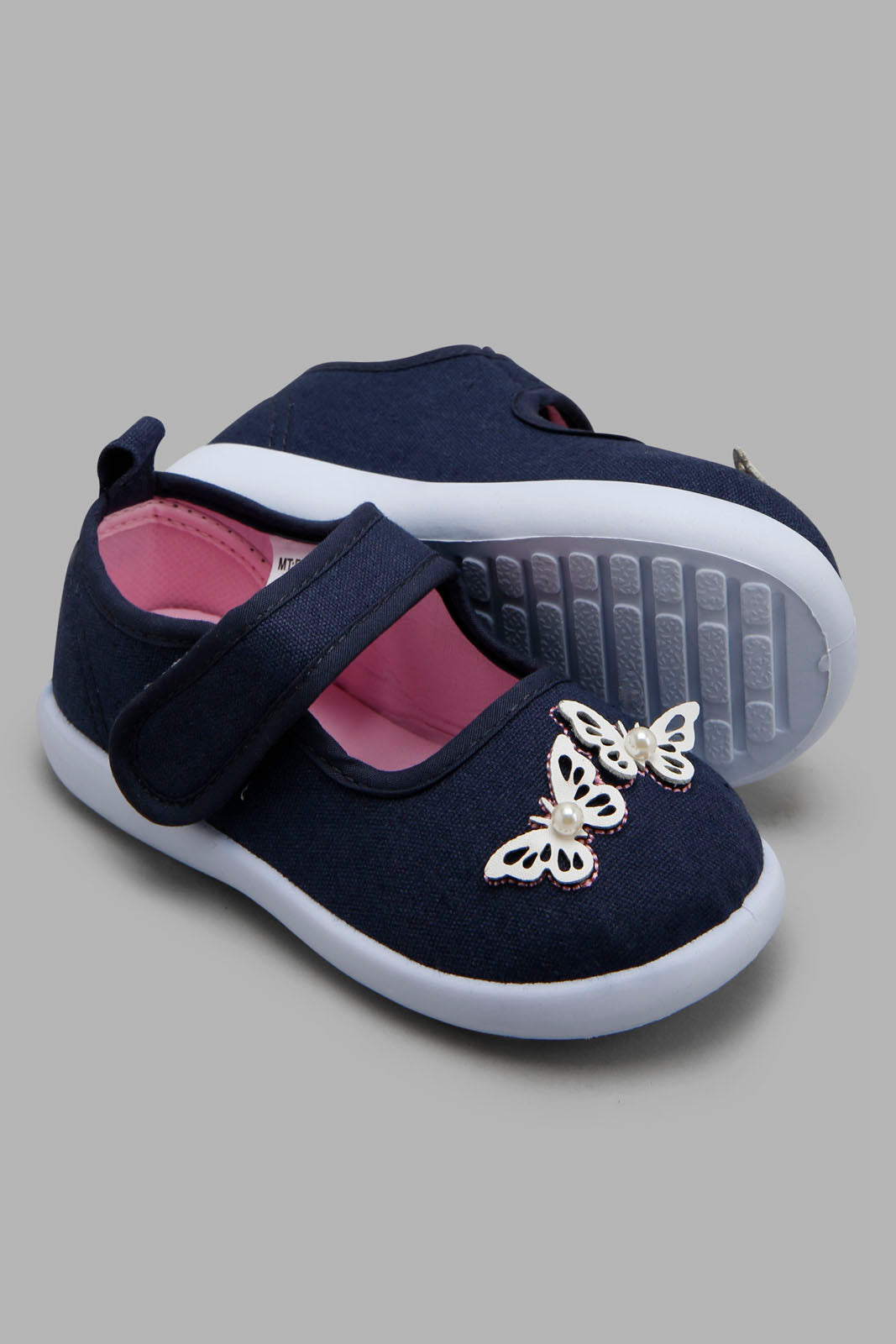 Redtag-Navy-Butterfly-Trim-Print-Category:Trainers,-Colour:Navy,-Filter:Girls-Footwear-(1-to-3-Yrs),-ING-Trainers,-New-In,-New-In-ING-FOO,-Non-Sale,-Section:Girls-(0-to-14Yrs),-W22O-Infant-Girls-1 to 3 Years