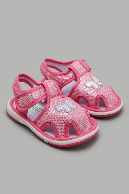 Redtag-Pale-Pink-Butterfly-Trim-Pump-Category:Trainers,-Colour:Pink,-Filter:Girls-Footwear-(1-to-3-Yrs),-ING-Trainers,-New-In,-New-In-ING-FOO,-Non-Sale,-Section:Girls-(0-to-14Yrs),-W22O-Infant-Girls-1 to 3 Years
