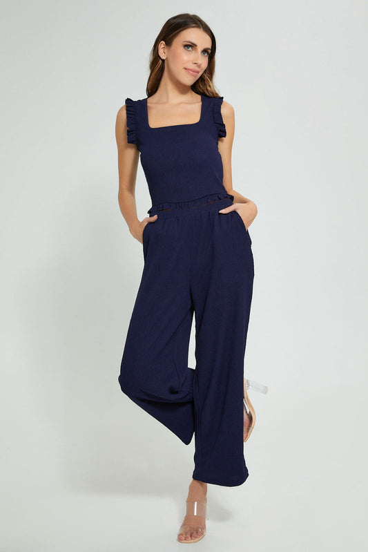 Redtag-Navy-Crickled-Sleeveless-Top-Tops-Women's-