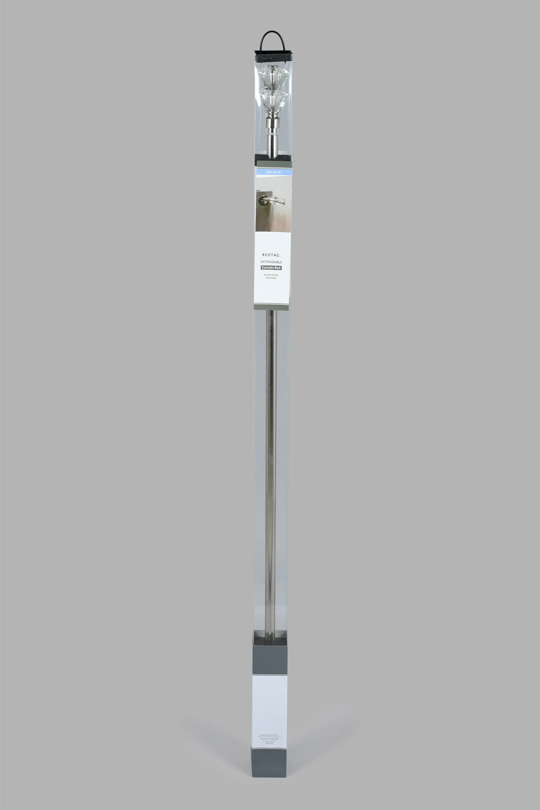 Silver Finish Extendable Single Curtain Rod With Crystal Finial