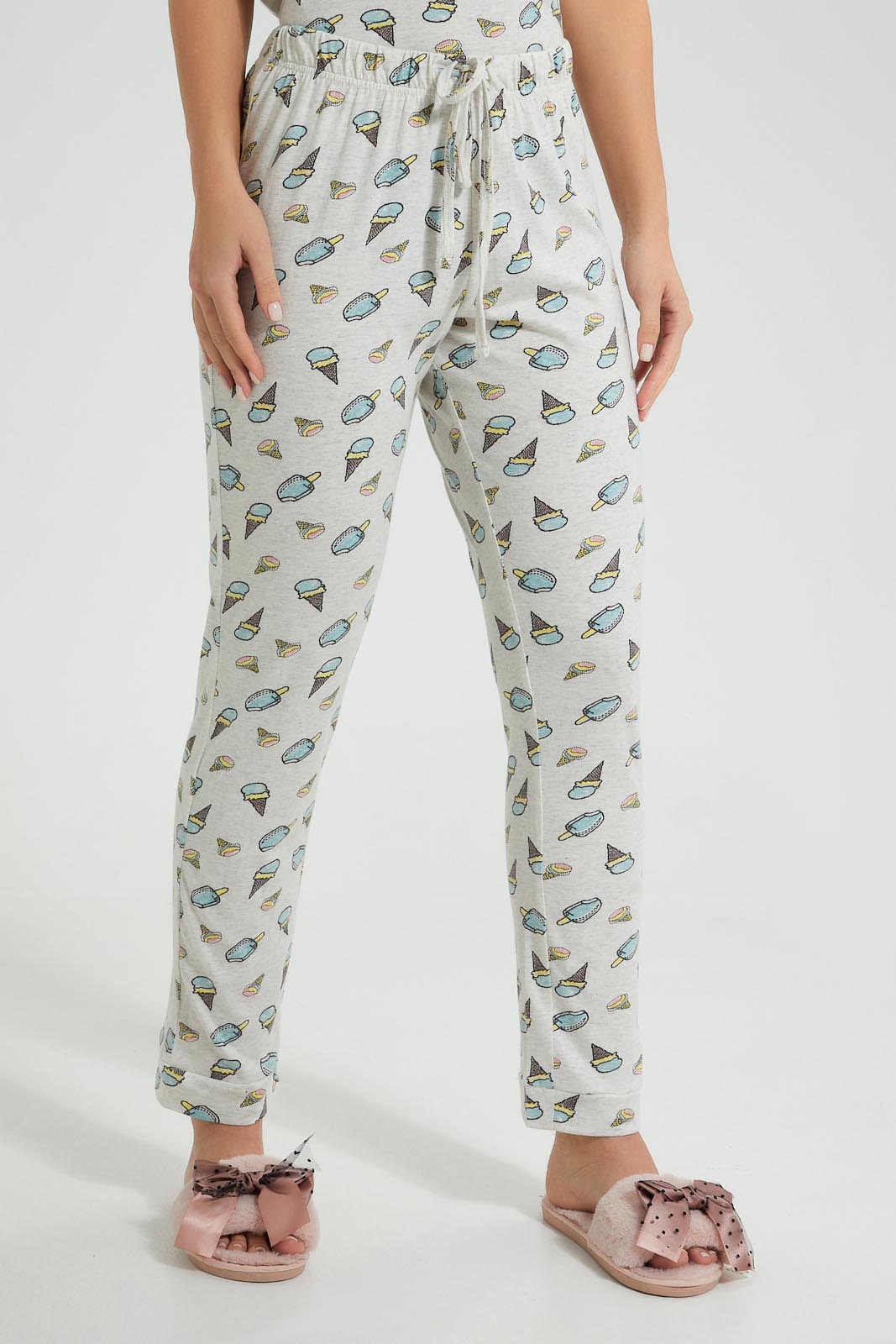 Redtag-Off-White-Printed-Pyjama-Set-Colour:Cream,-Filter:Women's-Clothing,-New-In,-New-In-Women,-Non-Sale,-S22B,-Section:Women,-Women-Pyjama-Sets-Women's-