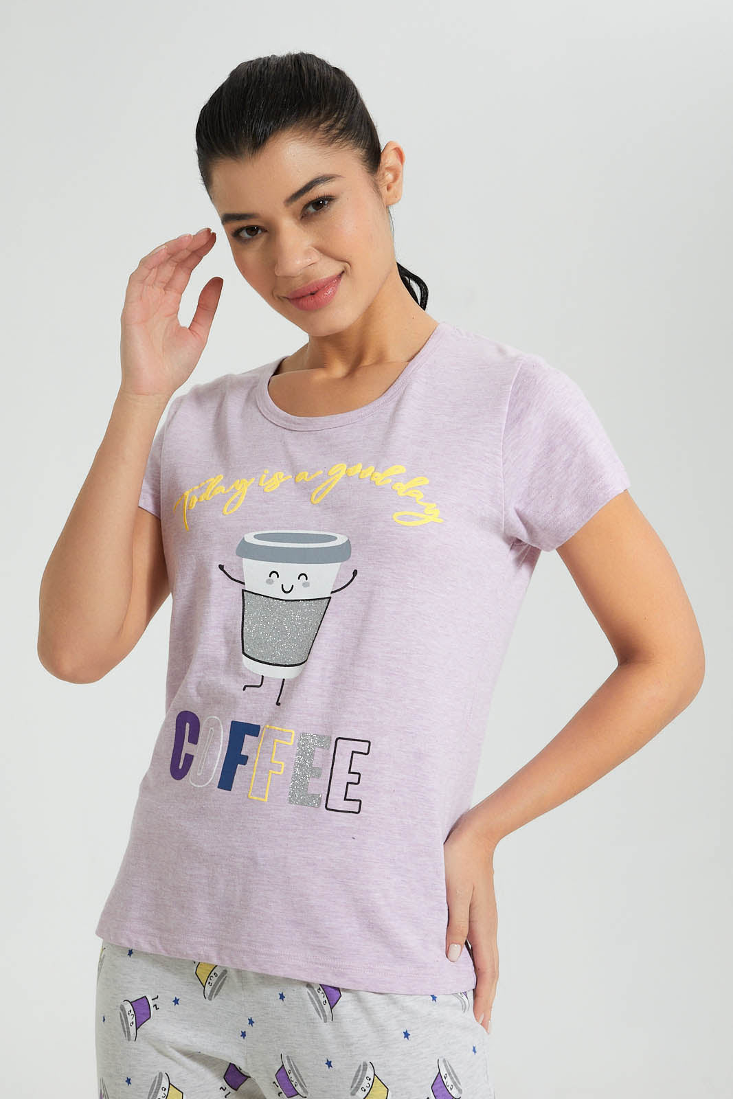 Redtag-Lilac-Coffee-Printed-Pyjama-Set-Colour:Lilac,-Filter:Women's-Clothing,-New-In,-New-In-Women,-Non-Sale,-S22B,-Section:Women,-Women-Pyjama-Sets-Women's-