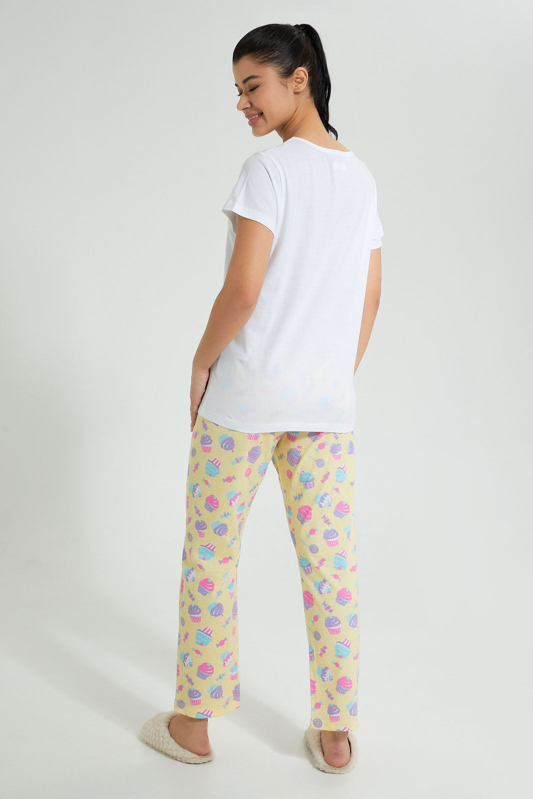 Redtag-Green-Cup-Cakes-Printed-Pyjama-Set-Colour:Green,-Filter:Women's-Clothing,-New-In,-New-In-Women,-Non-Sale,-S22B,-Section:Women,-Women-Pyjama-Sets-Women's-