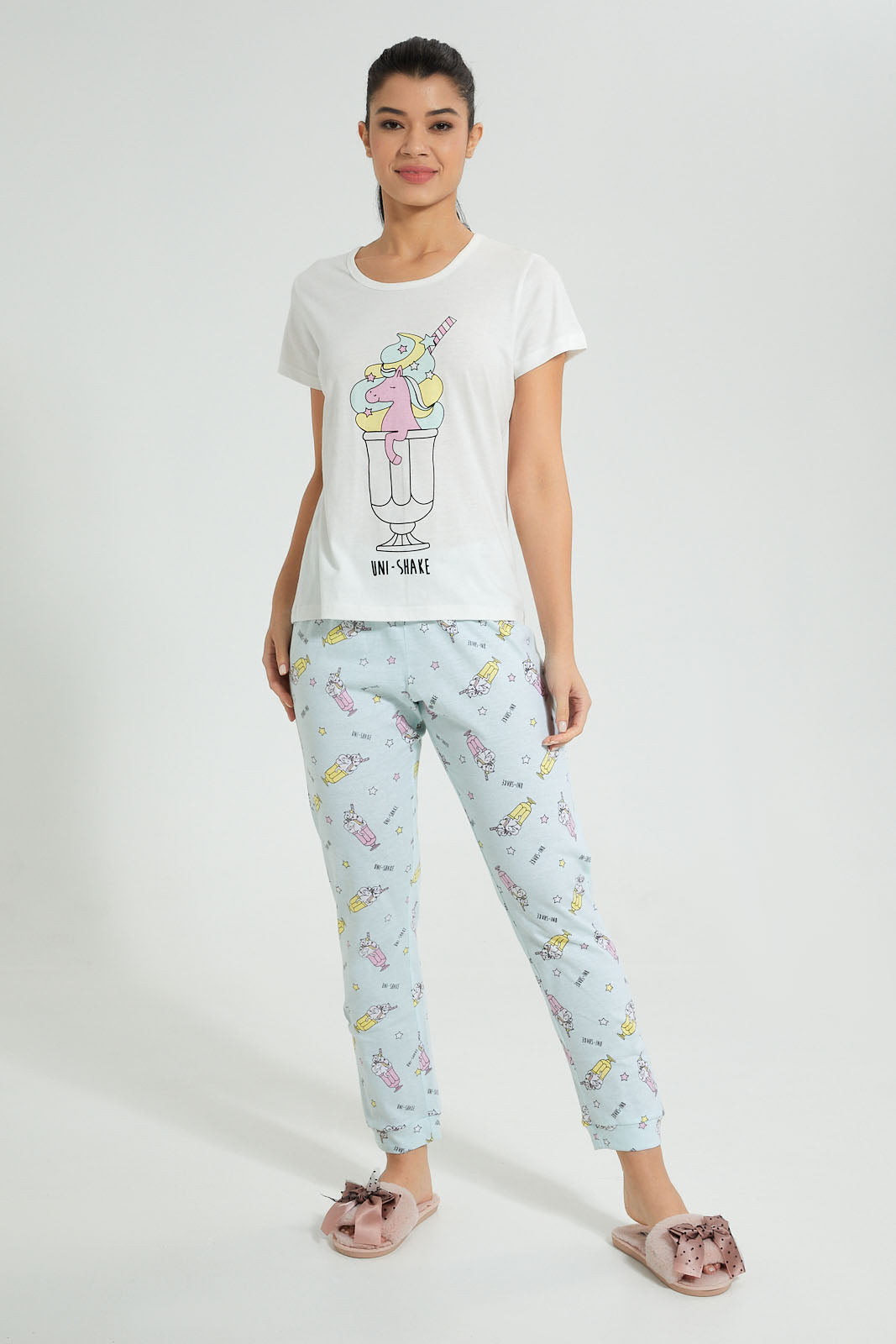 Redtag-Pink-Printed-Pyjama-Set-Colour:Pink,-Filter:Women's-Clothing,-New-In,-New-In-Women,-Non-Sale,-S22B,-Section:Women,-Women-Pyjama-Sets-Women's-