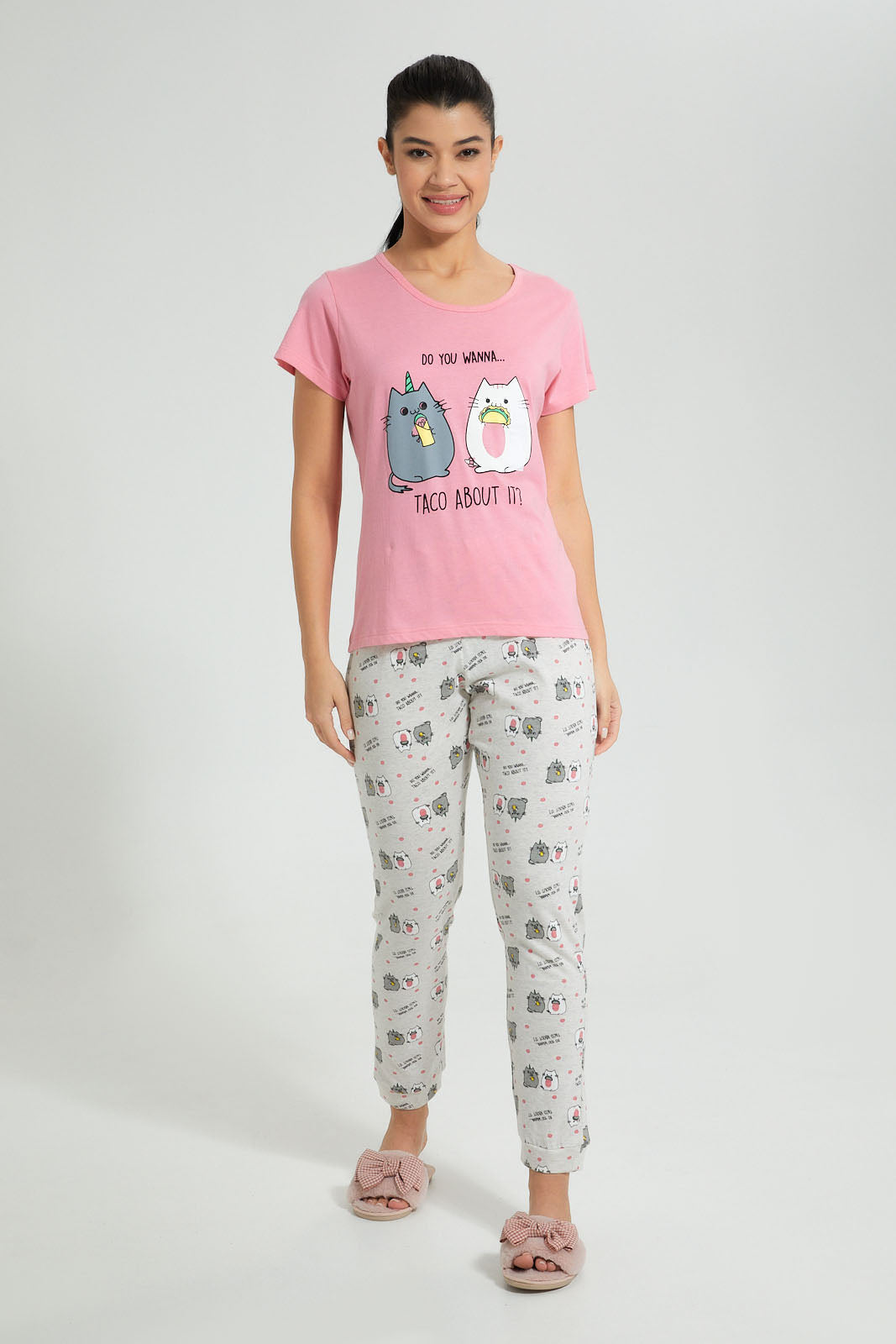 Redtag-Blush-Printed-Pyjama-Set-Colour:Pink,-Filter:Women's-Clothing,-New-In,-New-In-Women,-Non-Sale,-S22B,-Section:Women,-Women-Pyjama-Sets-Women's-