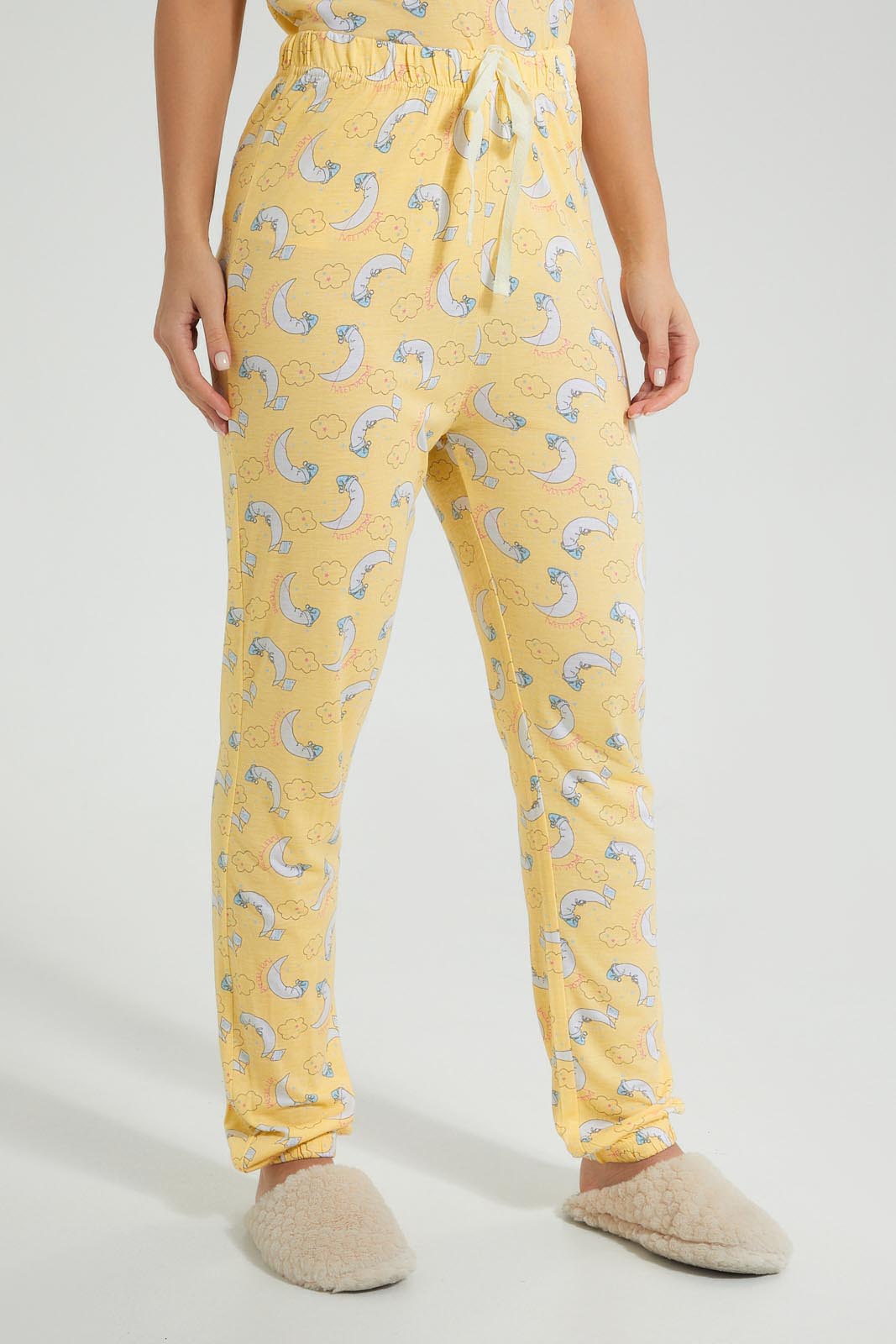 Redtag-Yellow-Allover-Printed-Pyjama-Set-Colour:Yellow,-Filter:Women's-Clothing,-New-In,-New-In-Women,-Non-Sale,-S22B,-Section:Women,-Women-Pyjama-Sets-Women's-