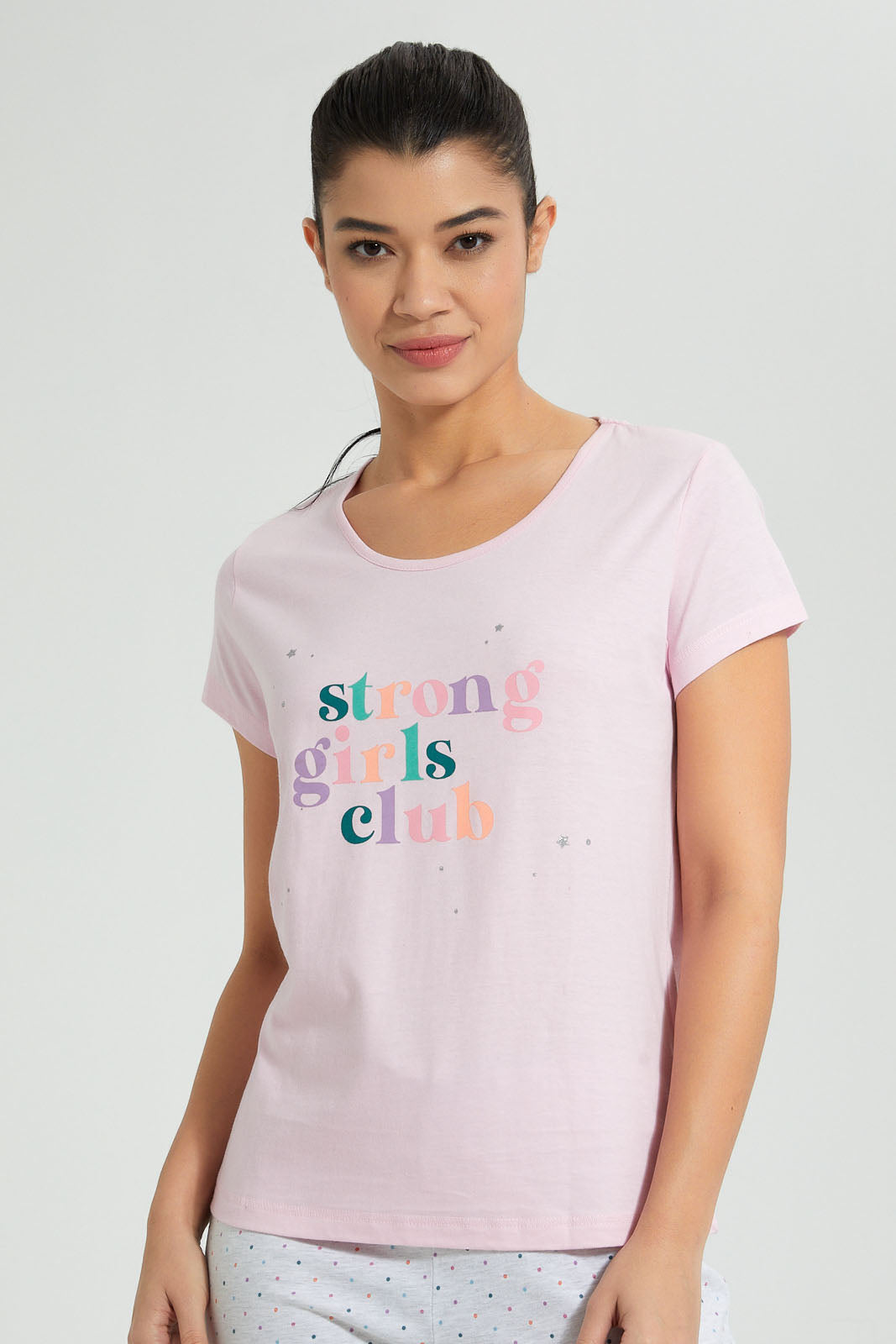 Redtag-Pink-Strong-Girls-Printed-Pyjama-Set-Colour:Pink,-Filter:Women's-Clothing,-New-In,-New-In-Women,-Non-Sale,-S22B,-Section:Women,-Women-Pyjama-Sets-Women's-