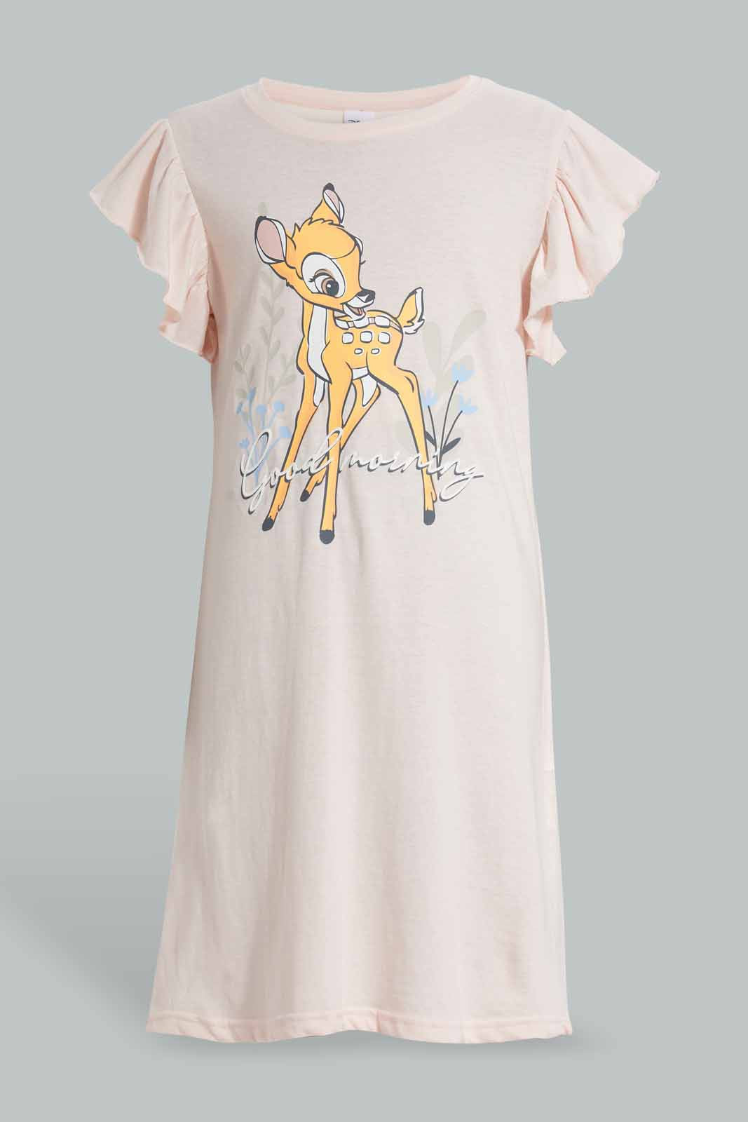 Redtag-Pink-Bambi-Night-Dress-Category:Nightshirts,-CHR,-Colour:Pink,-Deals:4-For-90,-Deals:Sale,-Filter:Senior-Girls-(8-to-14-Yrs),-GSR-Nightshirts,-S22B,-Sale-GSR-APL,-Section:Girls-(0-to-14Yrs)-Senior-Girls-9 to 14 Years