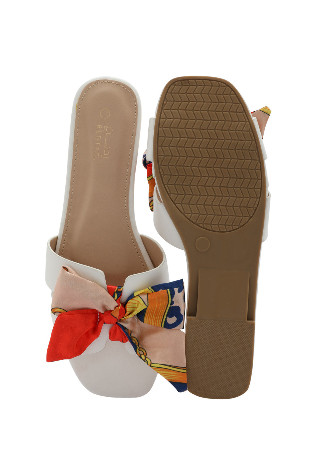 Redtag-Ivory-Bow-Trim-Mule-Category:Sandals,-Colour:Ivory,-Deals:New-In,-Dept:Ladieswear,-Filter:Women's-Footwear,-LEC-Sandals,-New-In-Women-FOO,-Non-Sale,-Section:Women,-W22O-Women's-