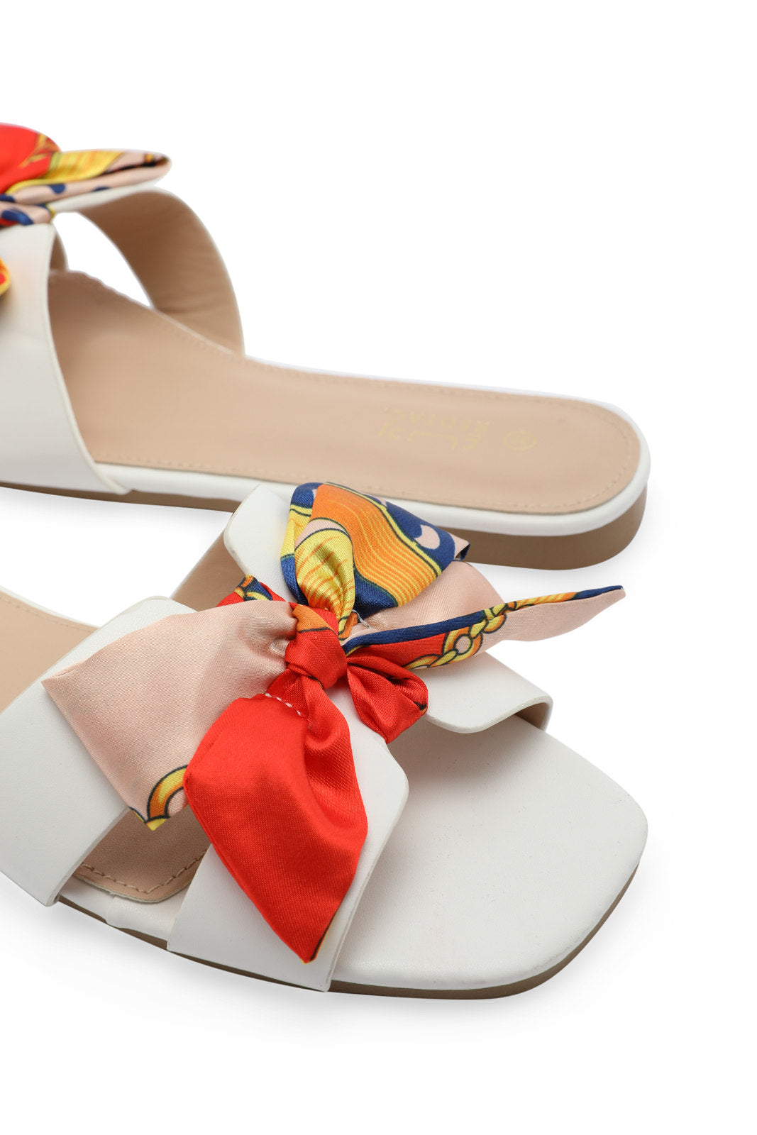 Redtag-Ivory-Bow-Trim-Mule-Category:Sandals,-Colour:Ivory,-Deals:New-In,-Dept:Ladieswear,-Filter:Women's-Footwear,-LEC-Sandals,-New-In-Women-FOO,-Non-Sale,-Section:Women,-W22O-Women's-