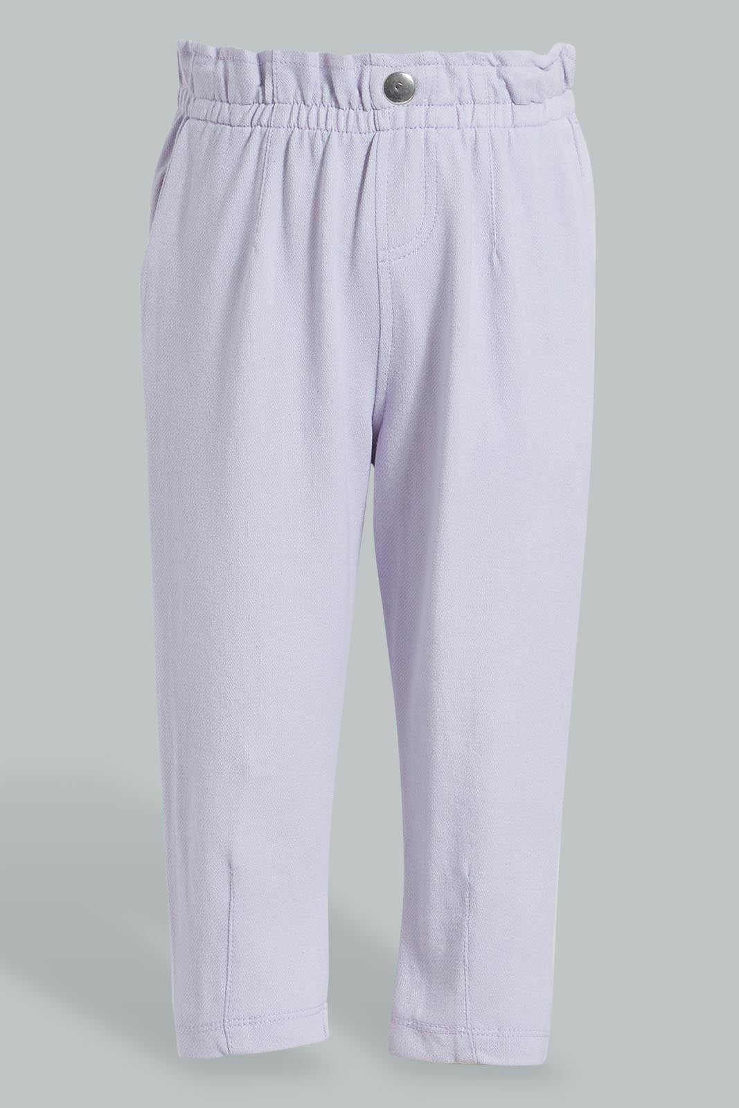Redtag-Lilac-Knitted-Acid-Wash-Jegging-Trousers-Infant-Girls-3 to 24 Months
