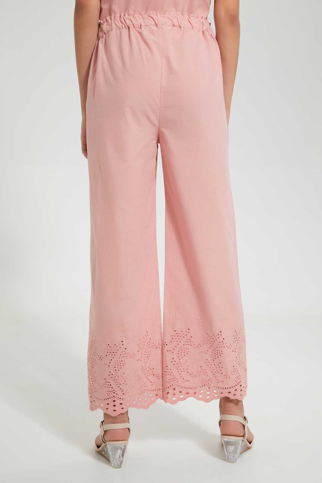 Redtag-Pink-Culottes-With-Chiffly-Hem-Cargo-Pants-Senior-Girls-9 to 14 Years