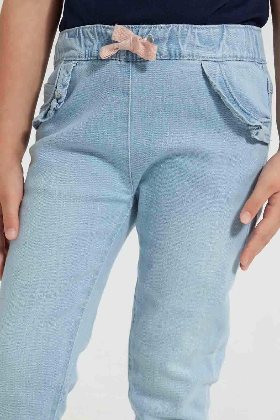 Redtag-Light-Wash-Pullon-Jogger-Jeans-Regular-Fit-Girls-2 to 8 Years