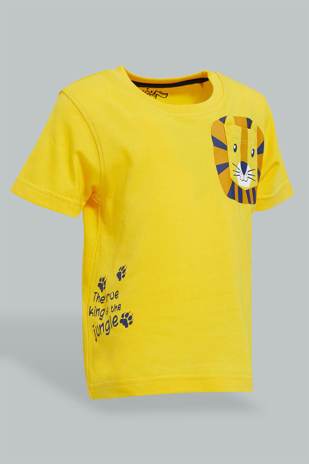 Redtag-Mustard-Tiger-T-Shirt-With-Terry-Short-(2-Pack)-Sets-Infant-Boys-3 to 24 Months