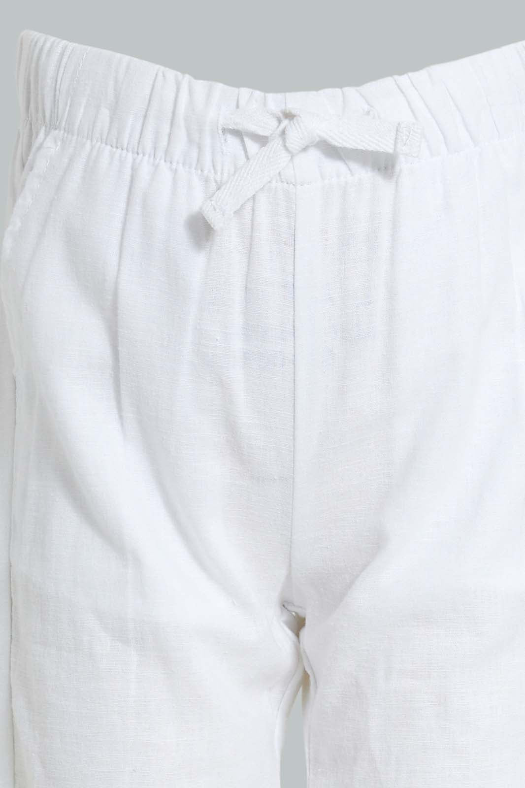 Redtag-White-Linen-Pull-On-Casual-Trousers-Chinos-Infant-Boys-3 to 24 Months