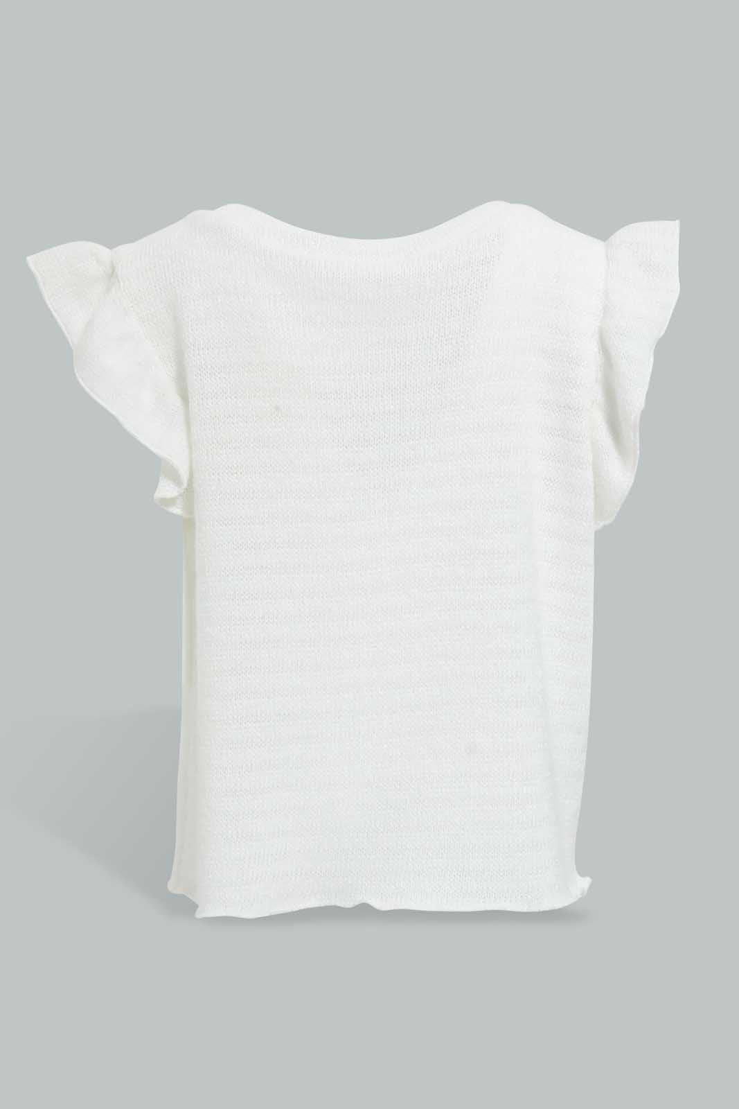 Redtag-White-Plain-Jacquard-T-Shirt-Plain-Infant-Girls-3 to 24 Months