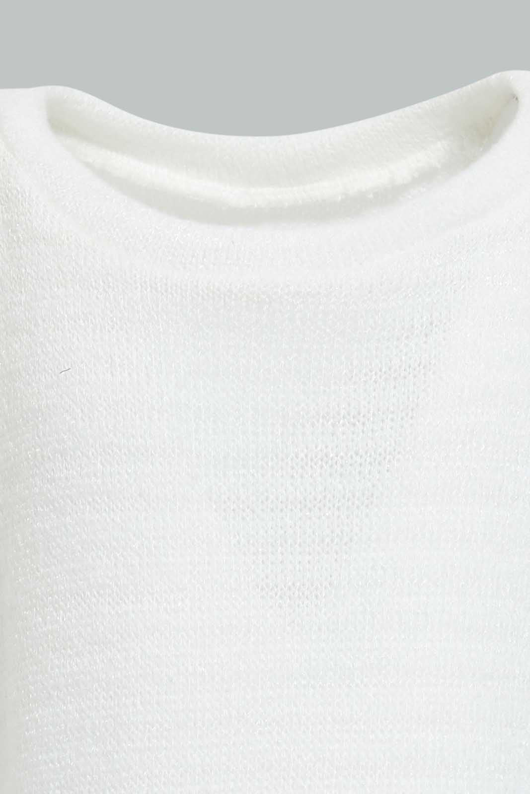 Redtag-White-Plain-Jacquard-T-Shirt-Plain-Infant-Girls-3 to 24 Months