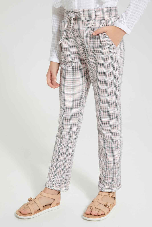Redtag-Assorted-Checkered-Knitted-Trouser-Trousers-Girls-2 to 8 Years