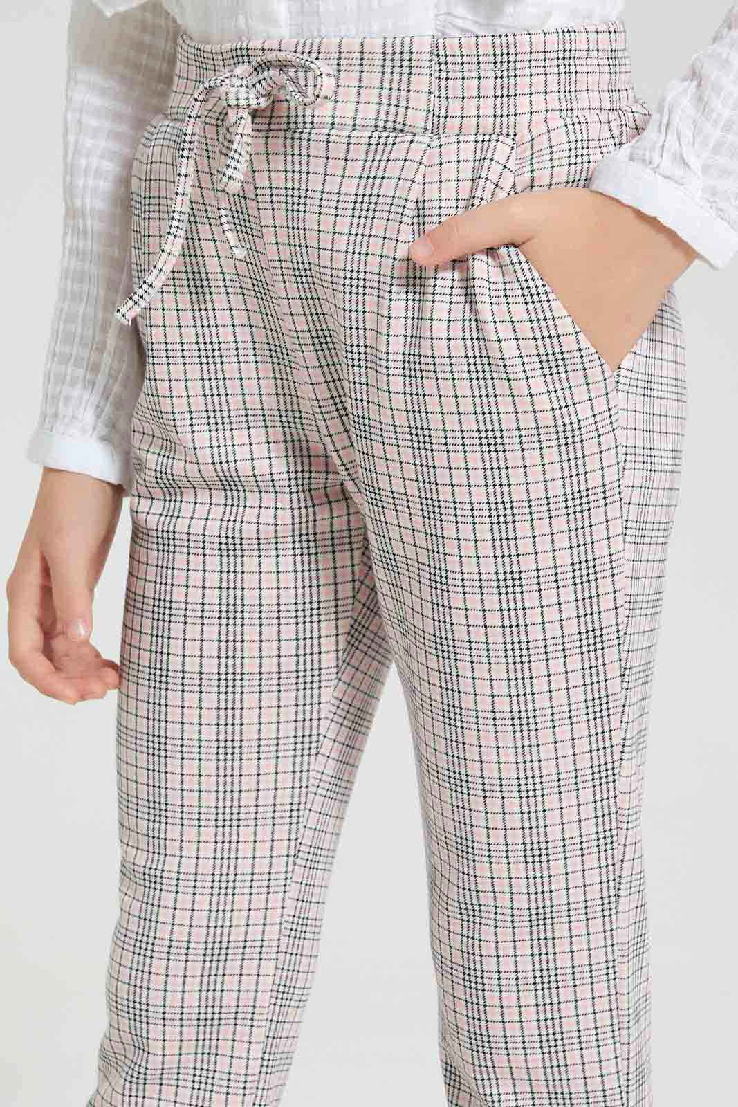 Redtag-Assorted-Checkered-Knitted-Trouser-Trousers-Girls-2 to 8 Years