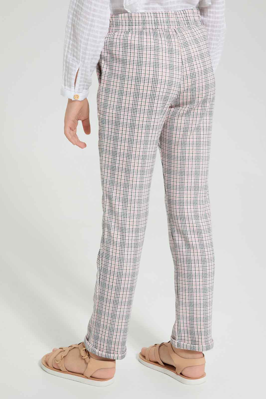 Redtag-Assorted-Checkered-Knitted-Trouser-Trousers-Girls-2 to 8 Years