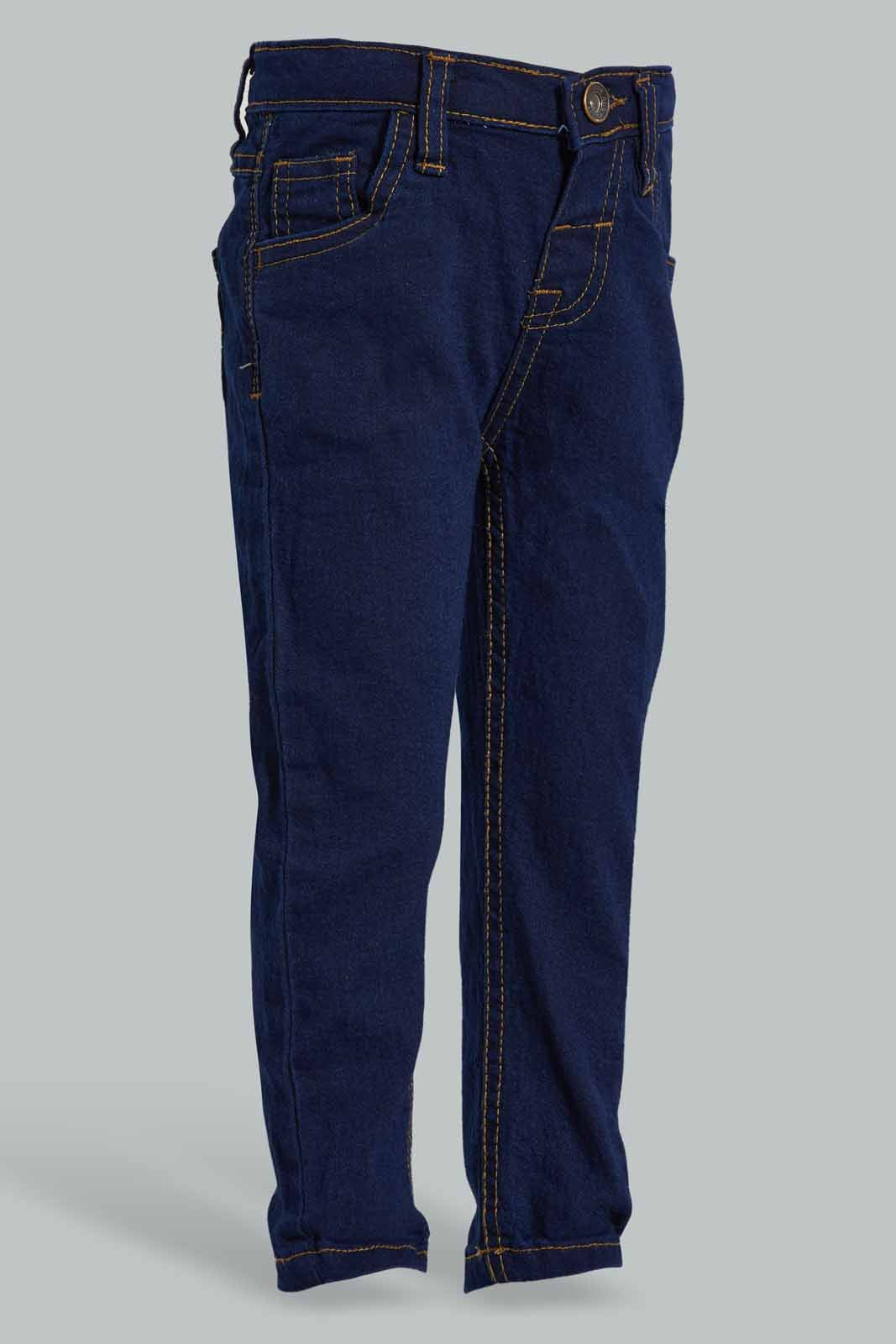 Redtag-Dark-Wash-Wash-Basic-Denim-Pant-Jeans-Slim-Fit-Infant-Boys-3 to 24 Months