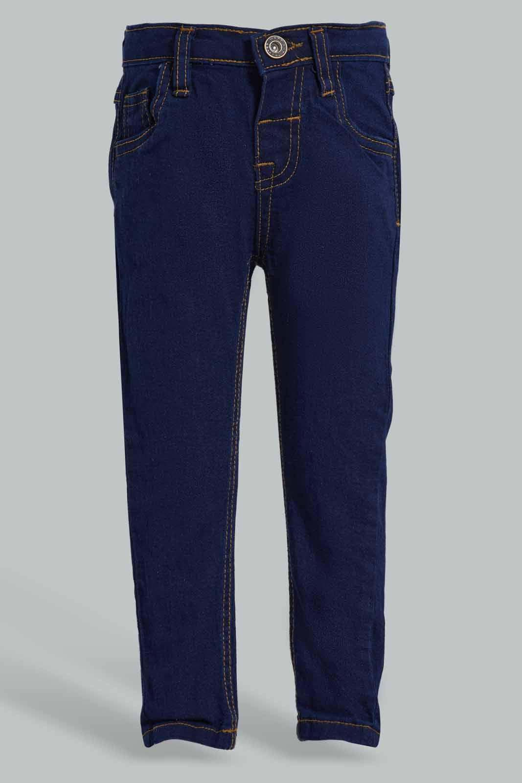 Redtag-Dark-Wash-Wash-Basic-Denim-Pant-Jeans-Slim-Fit-Infant-Boys-3 to 24 Months
