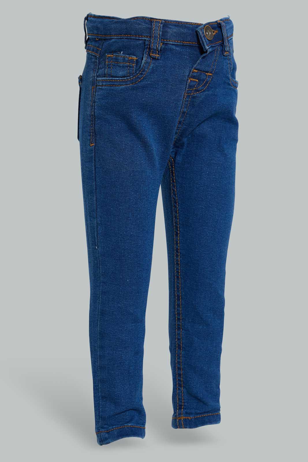 Redtag-Mid-Blue-Wash-Basic-Denim-Pant-Jeans-Slim-Fit-Infant-Boys-3 to 24 Months