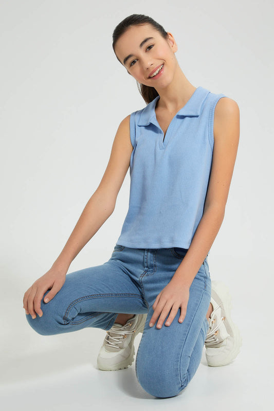 Pink Collared Ribbed Top