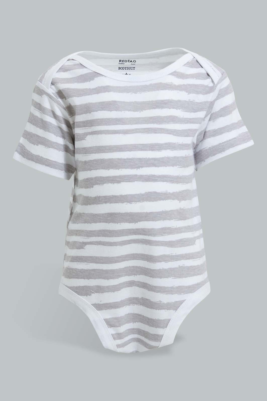 Redtag-Yellow--And-Grey-Animal-Print-5-Piece-Pack-Body-Suit-Bodysuits-Baby-0 to 12 Months